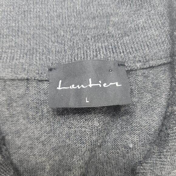 Lentier 100% Merino Wool Gray 1/4 Zip Sweater Men's SZ L - Picture 3 of 7